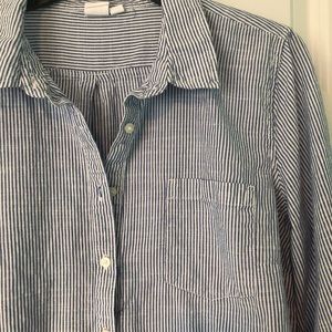 GAP thin blue striped popover shirt